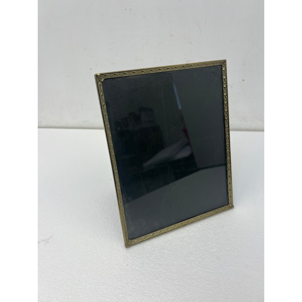 Vintage Brass Gold Scroll Border Picture Frame Easel Back Fits 8x10 Photo Stand